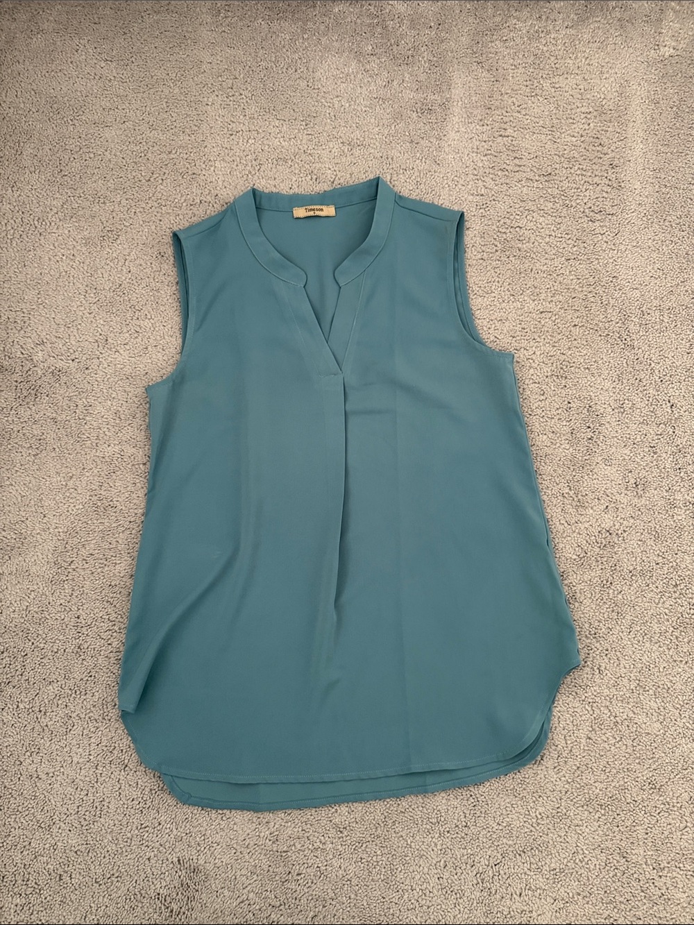 Sleeveless Split V-Neck Tank Top in Slate Blue